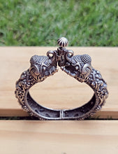 FREE Shipping Vintage antique ethnic tribal old  bangle bracelet cuff pair jewelry- Old Afghan silver bracelet half cuff rams head ends