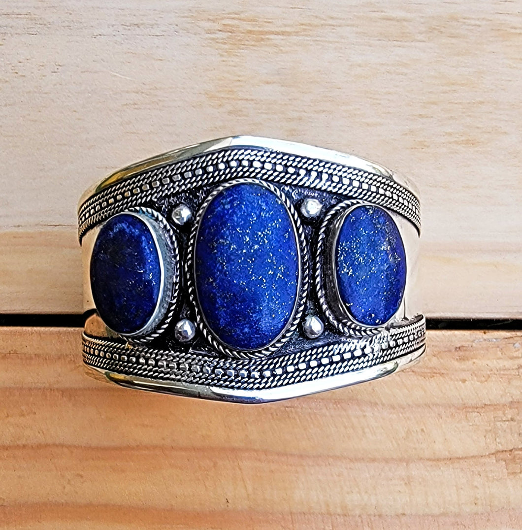 Lapis jewelry- Lapis bracelet-  cuff bracelet- Tribal afghan jewelry- Vintage jewelry- Ethnic tribe jewelry- Turquoise stone- Stone jewelry