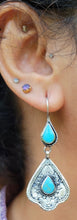 Afghan Turquoise Dangle Earrings: Kuchi Boho Jewelry