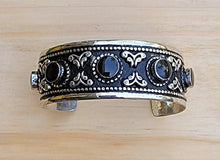 Black Aqeeq Stone Cuff: Vintage Afghan Tribal Jewelry