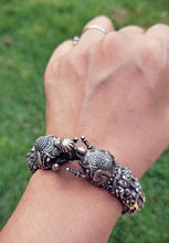 FREE Shipping Vintage antique ethnic tribal old  bangle bracelet cuff pair jewelry- Old Afghan silver bracelet half cuff rams head ends