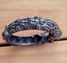 FREE Shipping Vintage antique ethnic tribal old  bangle bracelet cuff pair jewelry- Old Afghan silver bracelet half cuff rams head ends
