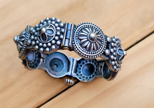 Vintage Afghan Cuff Bangle: Tribal Mixed Metal Bracelet