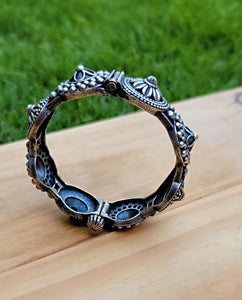 Vintage Afghan Cuff Bangle: Tribal Mixed Metal Bracelet