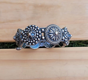 Vintage Afghan Cuff Bangle: Tribal Mixed Metal Bracelet