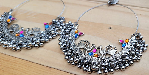 Chand Tara Earring- Statement earrings- Afghan earring- bohemian earring- Ethnic earring.Tribal hoop.Bedouin Jewelry. Kuchi jewelry- Moon