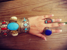 Vintage Brass Turquoise Bone Cuff – Boho Tribal Bracelet