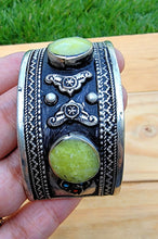 Green Malachite Stone Cuff Bracelet: Afghan Tribal Jewelry
