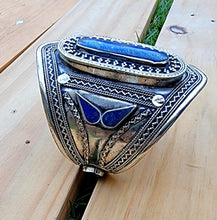 Afghan Lapis Lazuli Cuff: Turkmen Tribal Silver Wedding Bracelet