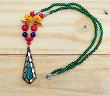 Afghan Onyx Pendant Necklace: Kuchi Boho Statement Jewelry