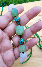 Afghan Green Jade Beaded Necklace: Sterling Silver Clasp, 15 inch