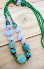 Afghan Green Jade Beaded Necklace: Sterling Silver Clasp, 15 inch