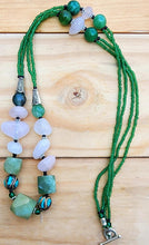 Afghan Green Jade Beaded Necklace: Sterling Silver Clasp, 15 inch