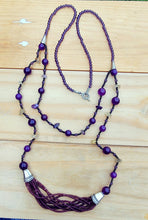 Amethyst Pearl Beaded Necklace: Handmade Bohemian Jewelry