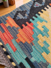 Geometric Turkish Wool Rug – Bohemian Home Decor, 4x2.5 ft