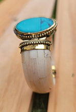 Turquoise jewelry- Bone Bracelet. Bone cuff Bracelet.Turquoise bracelet.Gypsy Tribal Boho bracelet.Ethnic Stone Bracelet.Turquoise Cuff