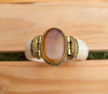 Vintage Brass Bone Cuff Bracelet – Aqeeq Stone, Tribal Boho Jewelry