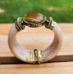 stone cuff bracelet-  Afghan Bone Bracelet. Bone Bracelet. Aqeeq stone Jewelry.Gypsy Tribal Boho Jewelry.Ethnic Stone Bracelet.Bone Cuff