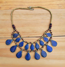 Afghan Lapis Lazuli Tribal Necklace: Vintage Kuchi Bib Necklace