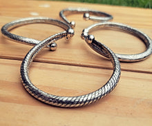 Vintage Indian Bangle Bracelet Pair: Tribal Cuff with Ram's Head