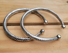 Vintage Indian Bangle Bracelet Pair: Tribal Cuff with Ram's Head