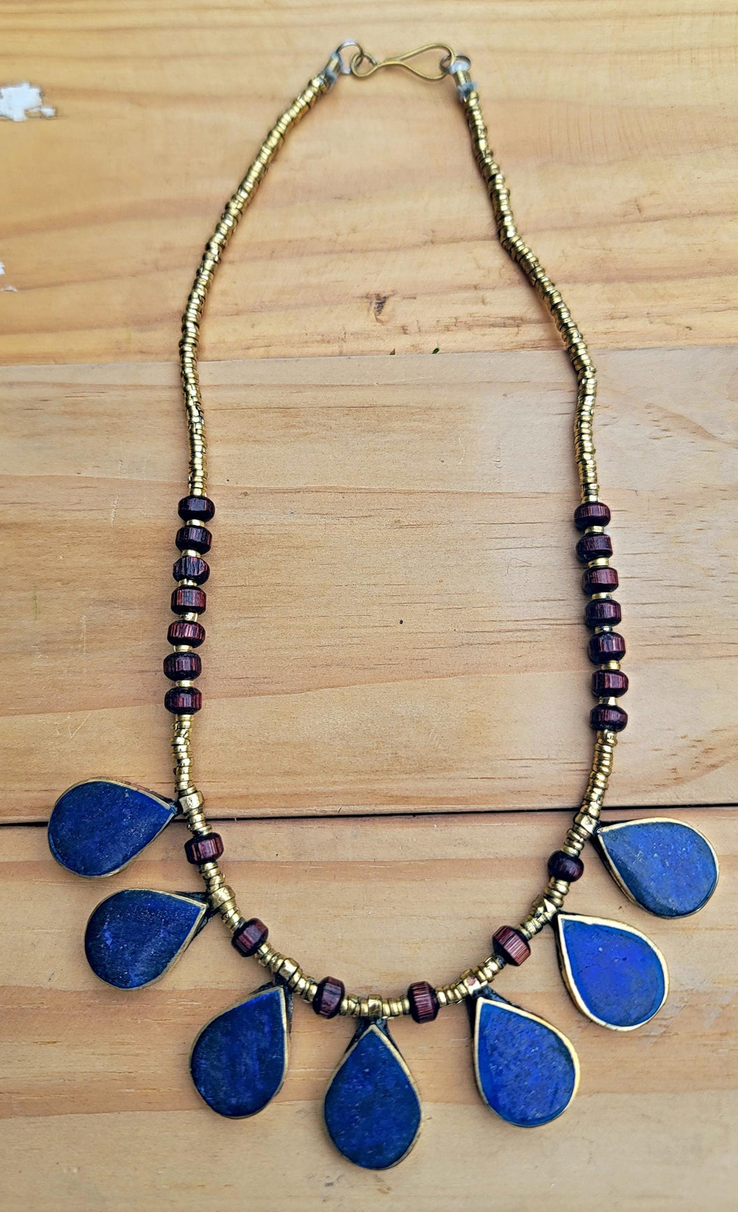 Afghan Lapis Lazuli Tribal Necklace: Vintage Kuchi Bib Collar