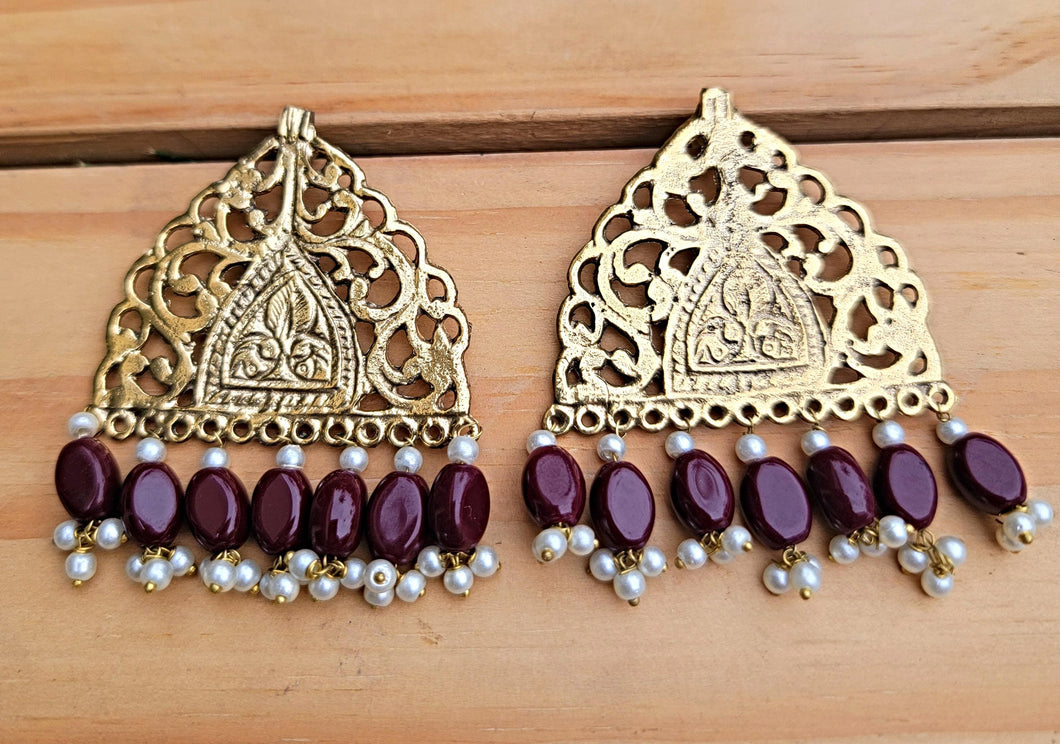 Tribal Hoop Earrings: Kuchi Afghan Jewelry with Pink & Green Enamel