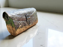 Handcrafted Silver Brass Clutch Bag: Vintage-Style Arabian Design