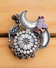 Turquoise & Coral Mosaic Ring: Adjustable Bohemian Brass Jewelry