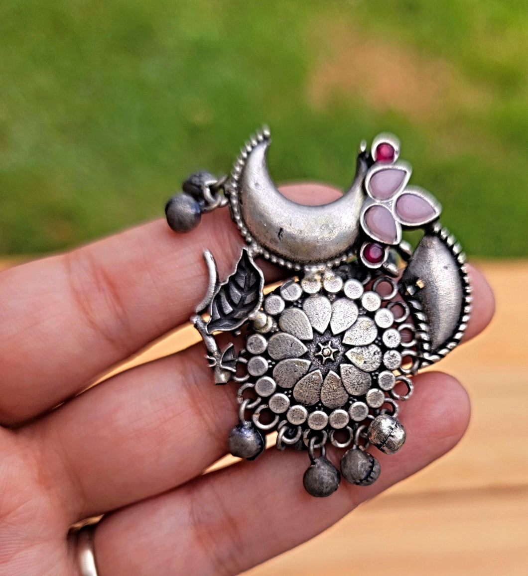 Turquoise & Coral Mosaic Ring: Adjustable Bohemian Brass Jewelry