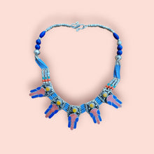 Bohemian Turquoise Necklace: Nepali Silvered Metal Statement Jewelry