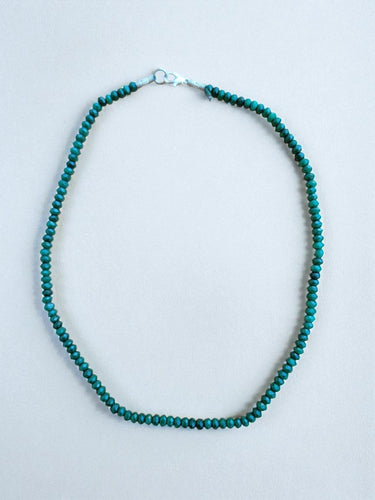 Handmade Green Jade Necklace - Sterling Silver Clasp, 16 Inch
