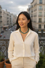 Handmade Green Jade Necklace - Sterling Silver Clasp, 16 Inch