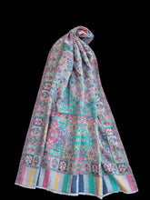 Handwoven Pure Cashmere Scarf: Kani Border Pashmina Shawl