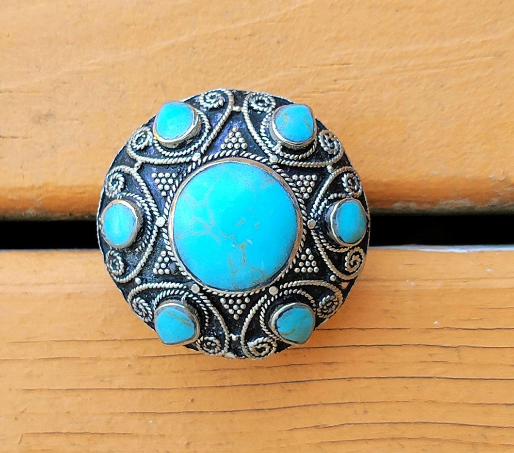 Turquoise rings- Ethnic precious stone ring. Cocktail rings- Saddle Rings.Silver Rings.Turkmen Jewelry.Stone ring- Jewelry- Vintage jewelry