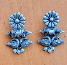 Ornate Tribal Hoop Earrings: Antique Finish, Indian Style