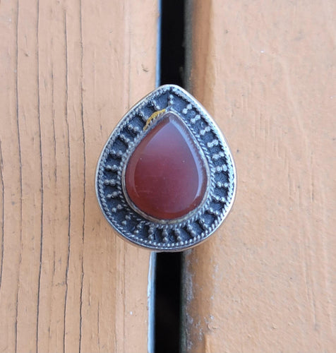 Free Shipping Drop shaped Afghan Aqeeq Kuchi Ring.Handcarved Turkmen ring. Gypsy Boho Ring.Afghan Turkmen ethnic jewelry