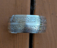Handmade Nepalese Cuff Bracelet: Etched Tibetan Silver Bangle
