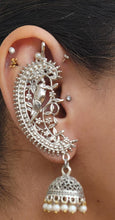 Handcrafted tribal earrings. Silver jhumka earrings
