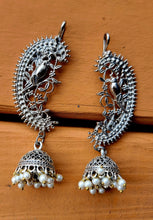 Handcrafted tribal earrings. Silver jhumka earrings
