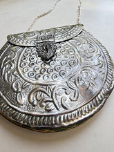 Handcrafted Silver Metal Clutch Bag: Boho Tribal Design