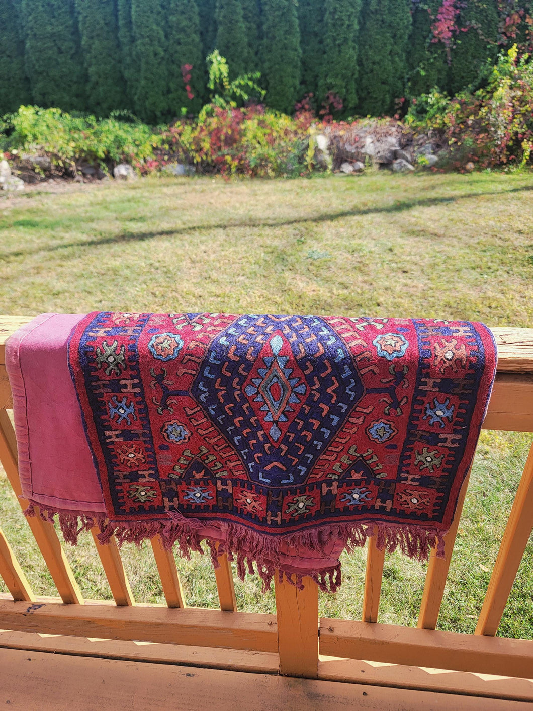 Handmade Silk Turkish Runner Rug: Red Geometric Medallion, Boho Home Decor (3x7 ft)