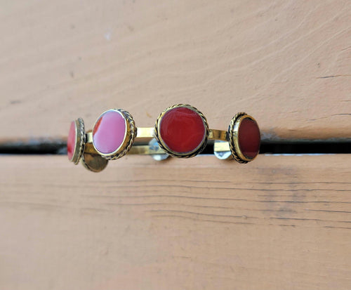 Vintage Coral Cuff Bracelet: Tribal Afghan Kuchi Jewelry