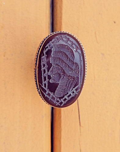 Huge Ottoman Antique Maroon Aqeeq Seal intaglio Ring -Stamp Stone Silver Ring- Agate Signet ring- Maharaja ring-Seal stamp ring- Islamic art