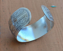 Handmade Nepalese Cuff Bracelet: Etched Tibetan Silver Bangle