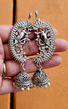 Handcrafted tribal earrings. Silver jhumka earrings