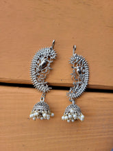 Handcrafted tribal earrings. Silver jhumka earrings