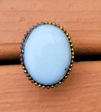 White Onyx Ring: Afghan Tribal German Silver Adjustable Statement