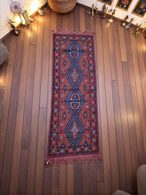 Handmade Silk Turkish Runner Rug: Red Geometric Medallion, Boho Home Decor (3x7 ft)