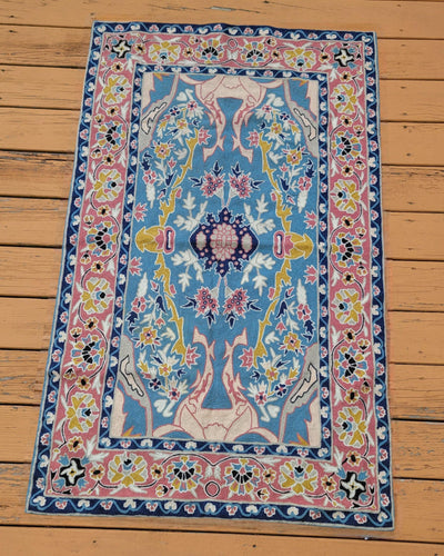 Hand-Knotted Wool Rug: Silk Accents, Bohemian Decor (4x6 ft)